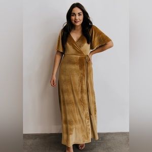Baltic Born Meghan Wrap Velvet Maxi Dress Gold